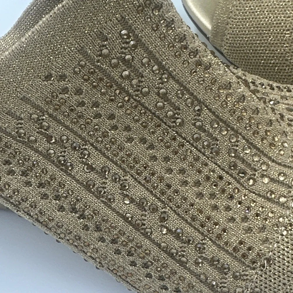 Lauren‎ Lorraine Martha Women's Wedge Sandal Gold Glitter Rhinestones Size 11